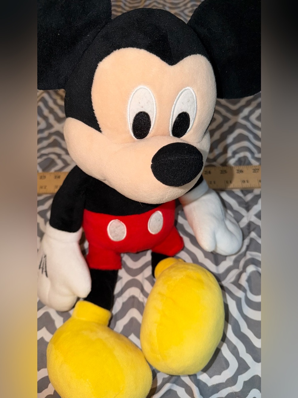 Disney Mickey Mouse Plush in Black, Red, Yellow and Cream